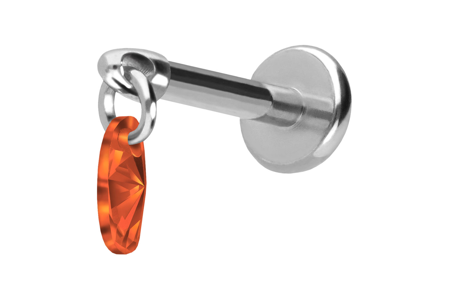 Titan Labret Piercing mit Push Fit KRISTALLOVAL